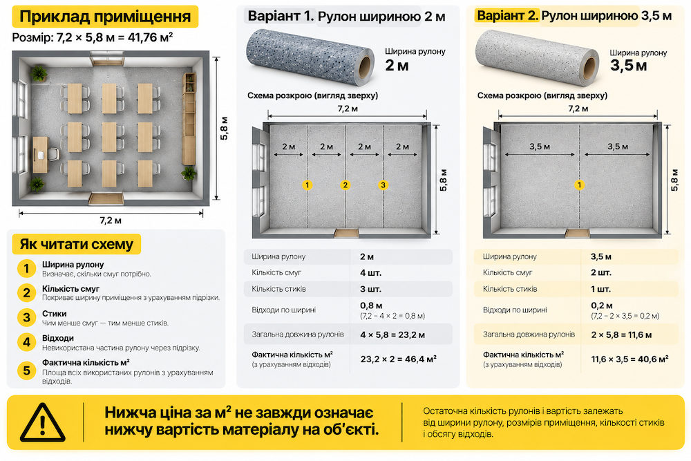 Як ширина рулону впливає на кількість матеріалу і кошторис?