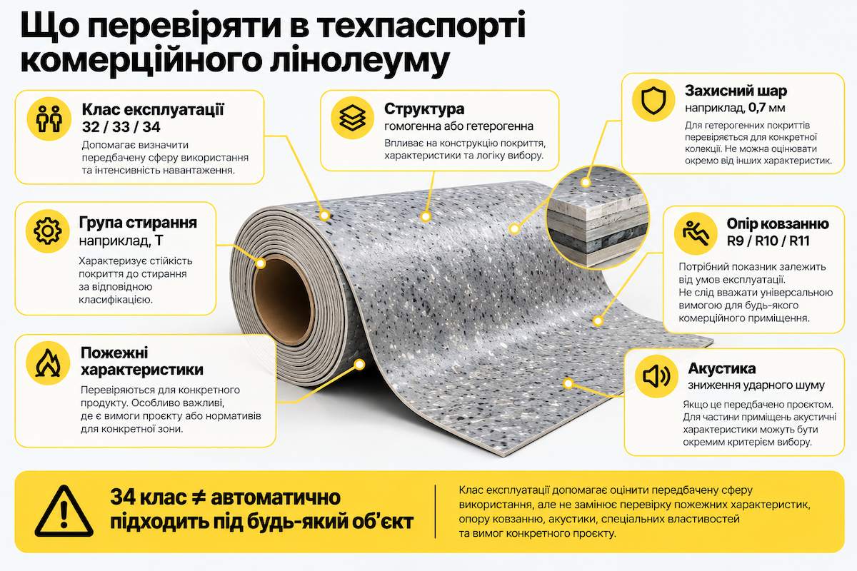 що перевіряти в техпаспорті комерційного лінолеуму 